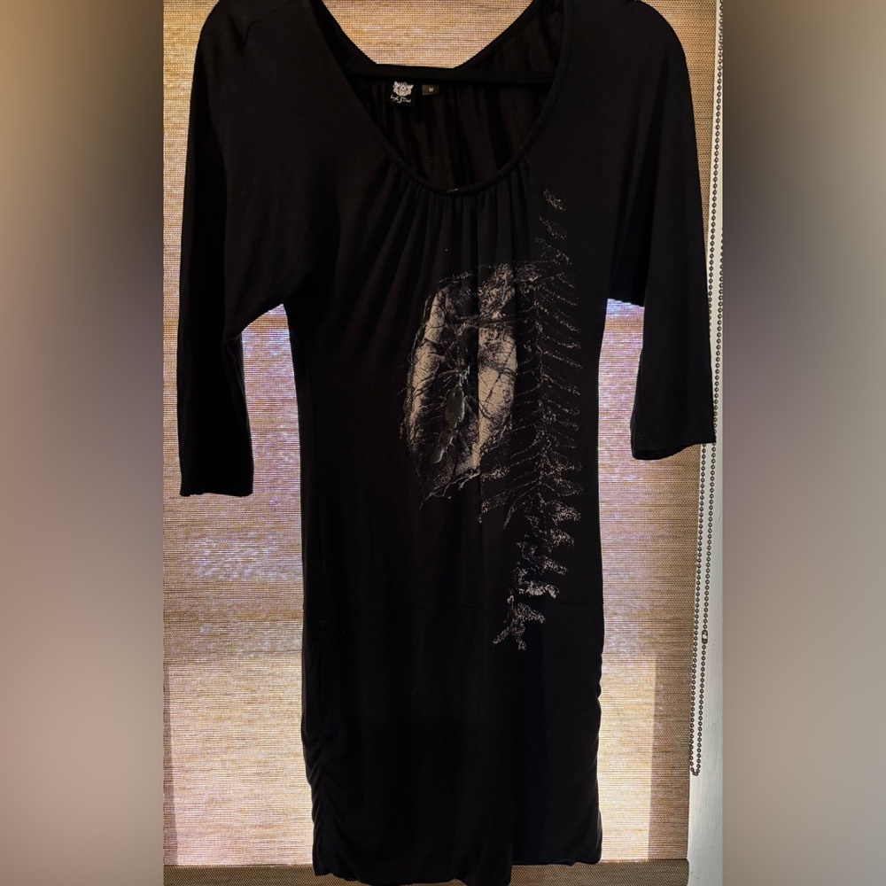 Life & Death Dress Size M Goth EMO Punk Black Stretchy Ruched Sides Preworn
